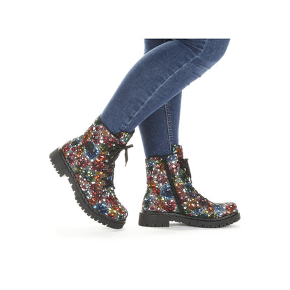 Rieker ladies Floral Print Lace Up Ankle Boot
