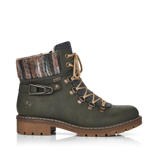 Rieker Ladies Knitted Cuff Chunkly Ankle Boot