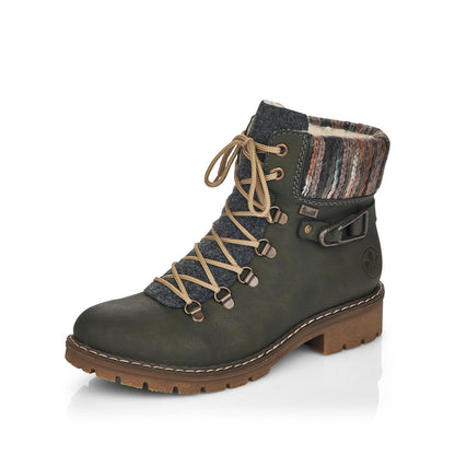 Rieker Ladies Knitted Cuff Chunkly Ankle Boot