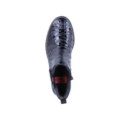 Rieker Ladies Croco Print Elastic Sided Ankle Boot
