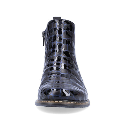 Rieker Ladies Croco Print Elastic Sided Ankle Boot