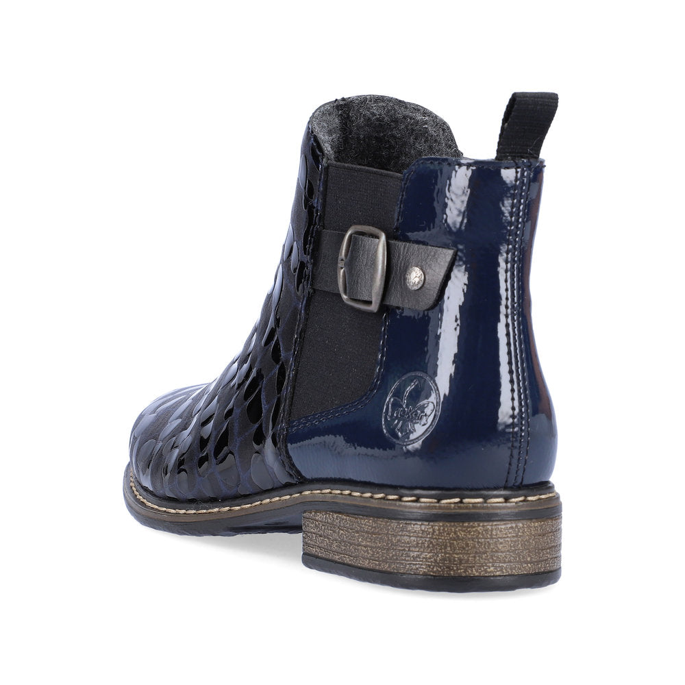 Rieker Ladies Croco Print Elastic Sided Ankle Boot