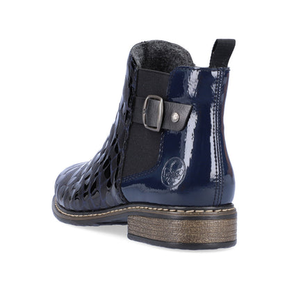 Rieker Ladies Croco Print Elastic Sided Ankle Boot