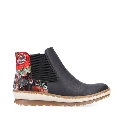 Rieker Ladies Floral Trim Chelsea Boot