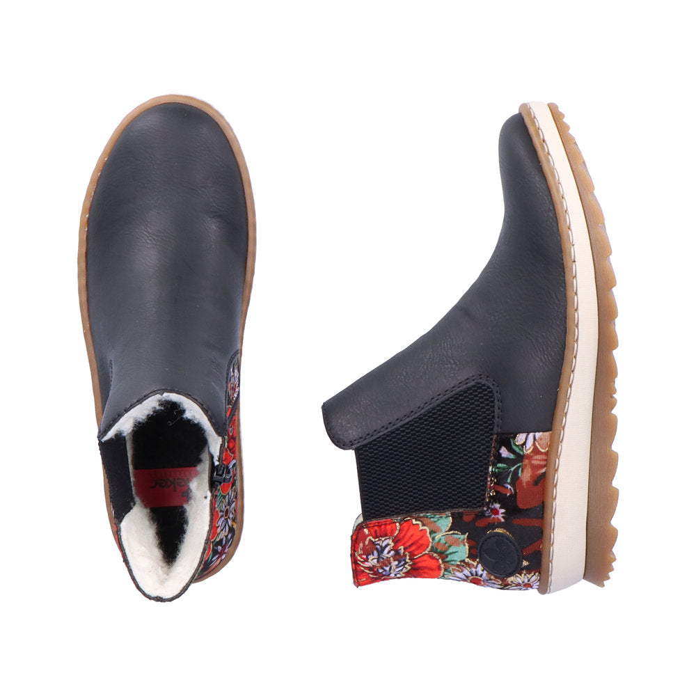 Rieker Ladies Floral Trim Chelsea Boot