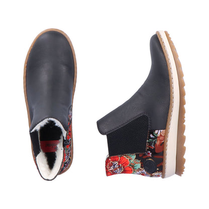 Rieker Ladies Floral Trim Chelsea Boot