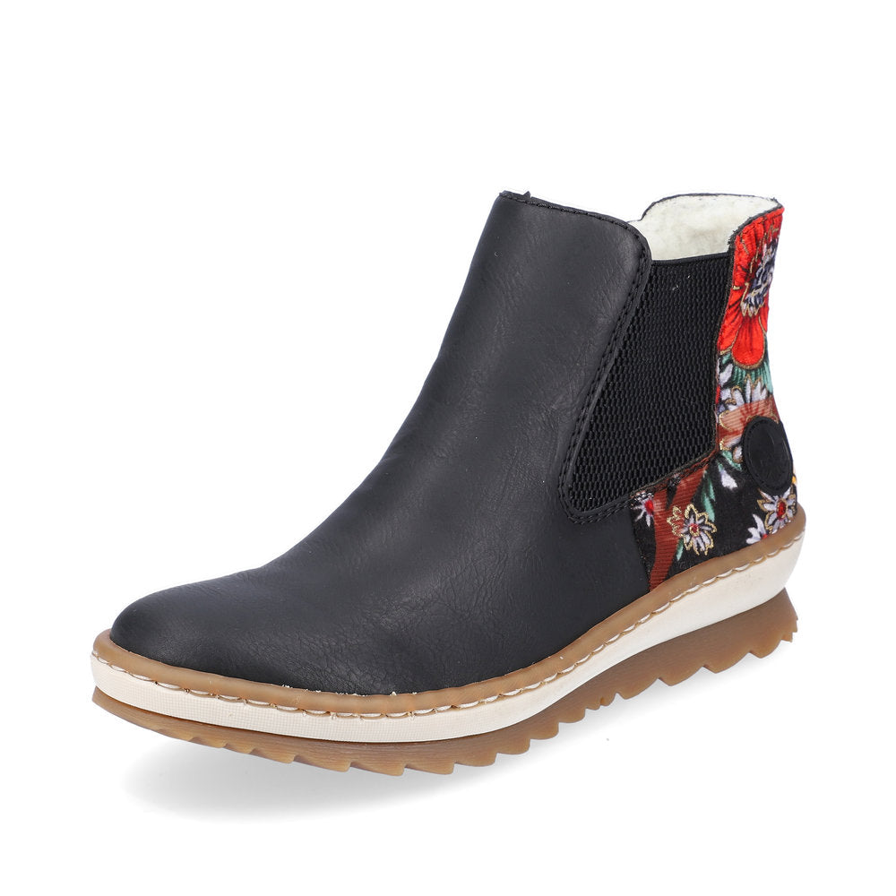 Rieker Ladies Floral Trim Chelsea Boot