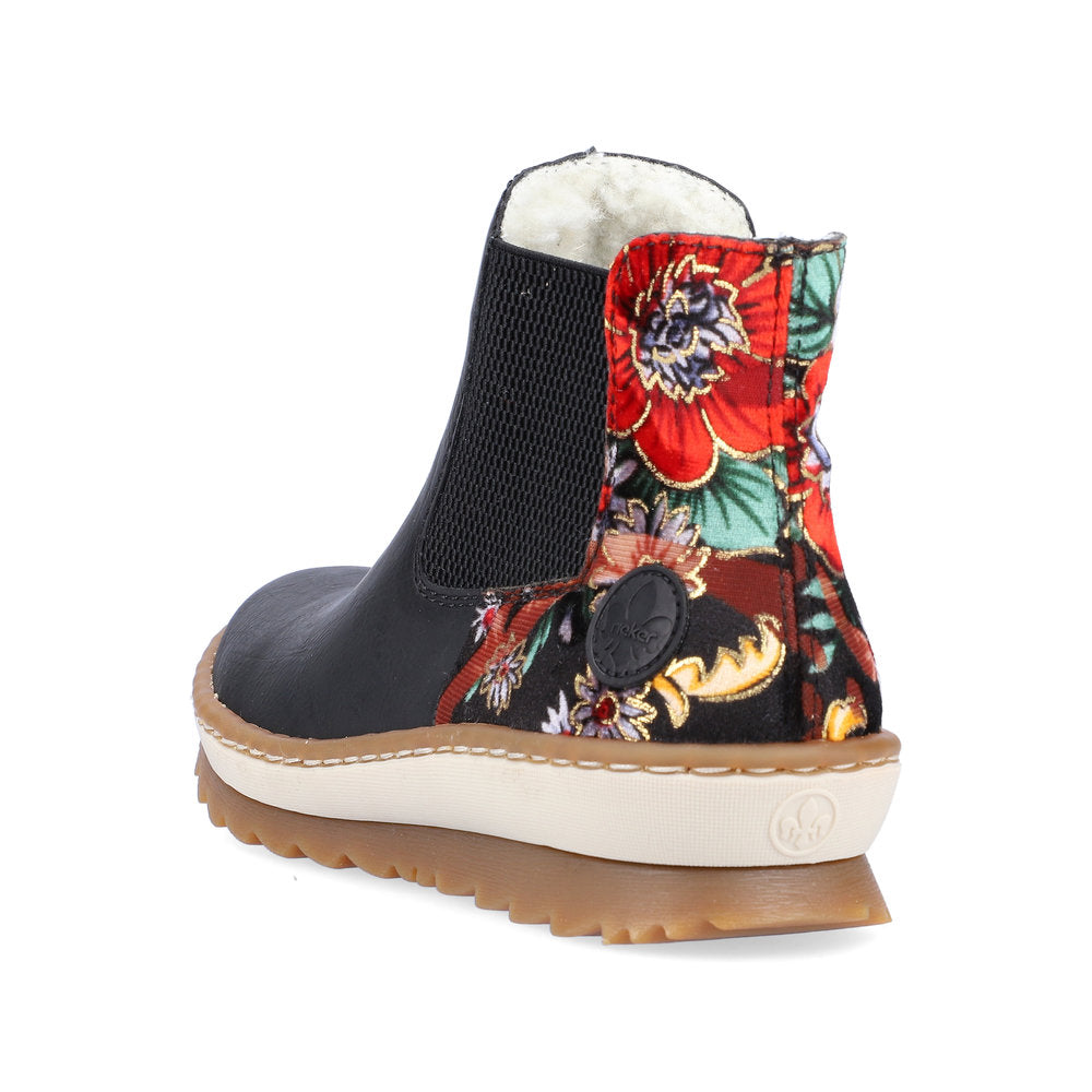 Rieker Ladies Floral Trim Chelsea Boot