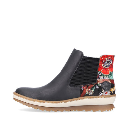 Rieker Ladies Floral Trim Chelsea Boot
