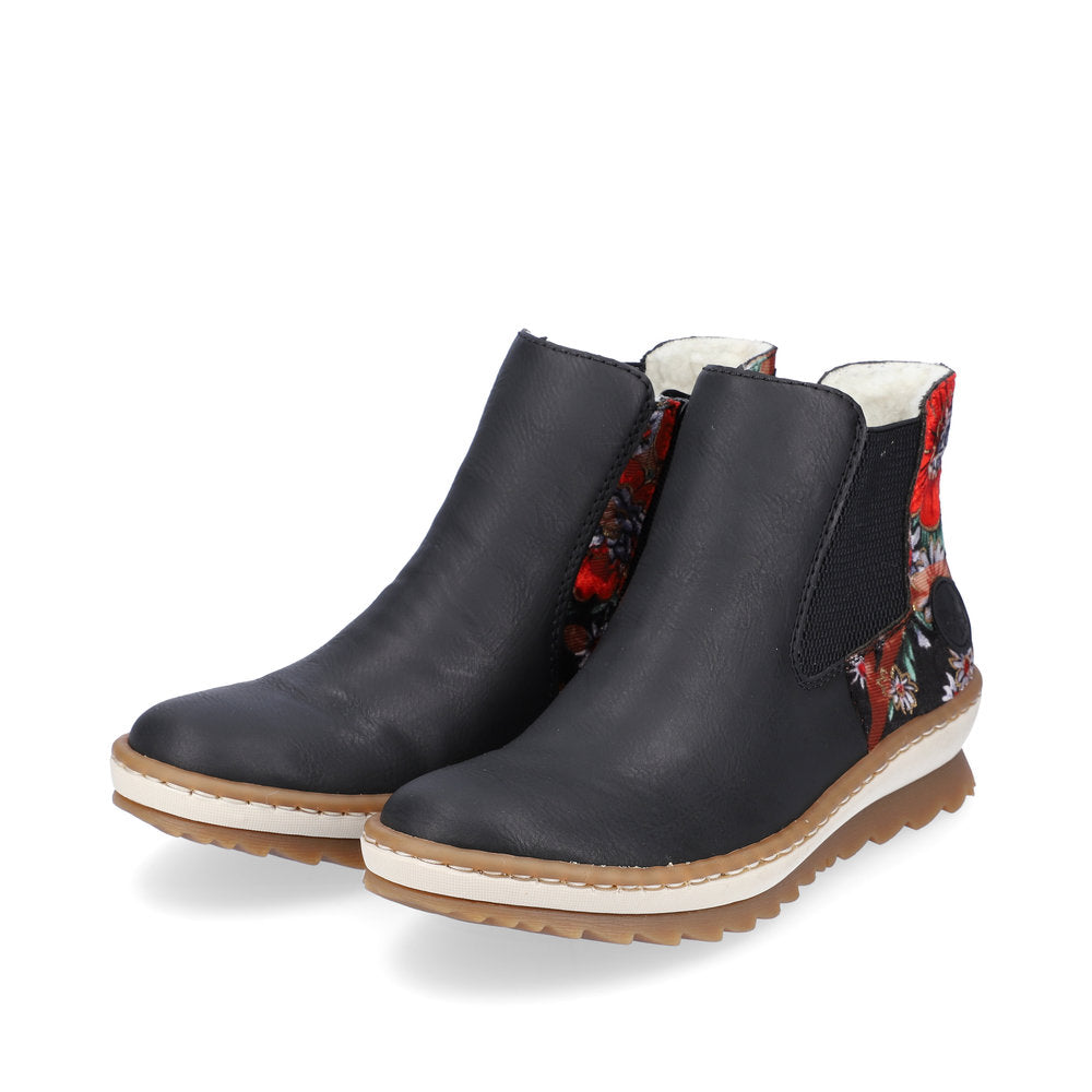 Rieker Ladies Floral Trim Chelsea Boot