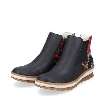 Rieker Ladies Floral Trim Chelsea Boot
