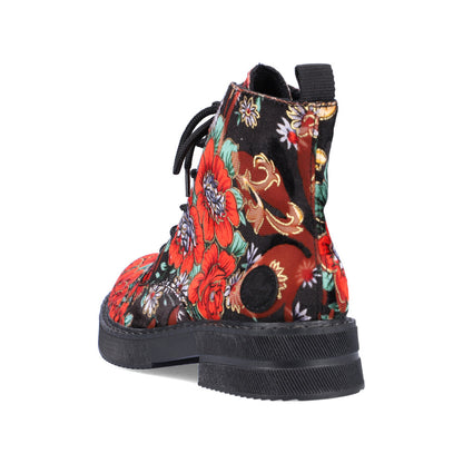 Rieker Ladies Floral Print Lace Up Ankle Boot