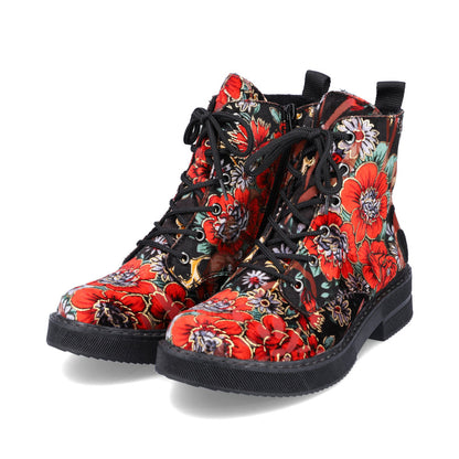 Rieker Ladies Floral Print Lace Up Ankle Boot
