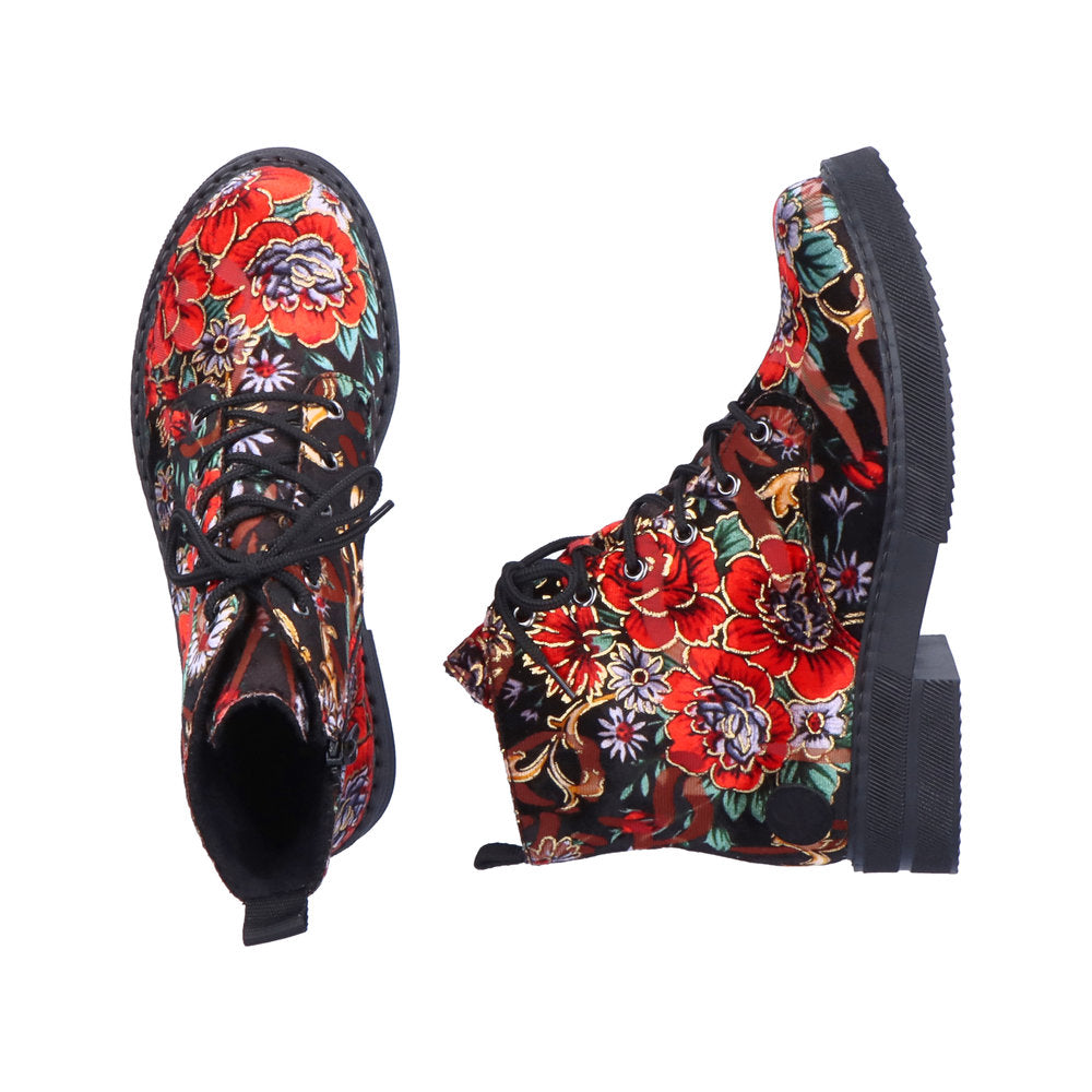 Rieker Ladies Floral Print Lace Up Ankle Boot