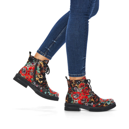 Rieker Ladies Floral Print Lace Up Ankle Boot