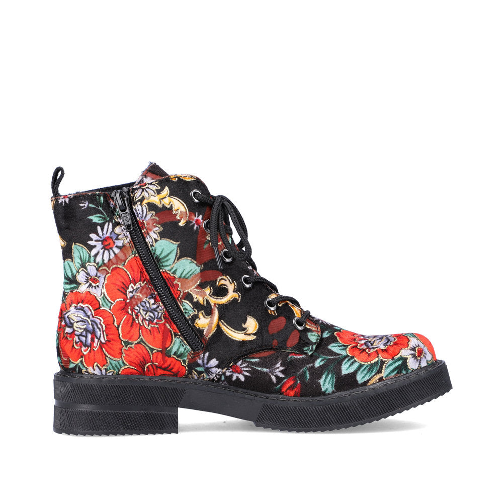 Rieker Ladies Floral Print Lace Up Ankle Boot