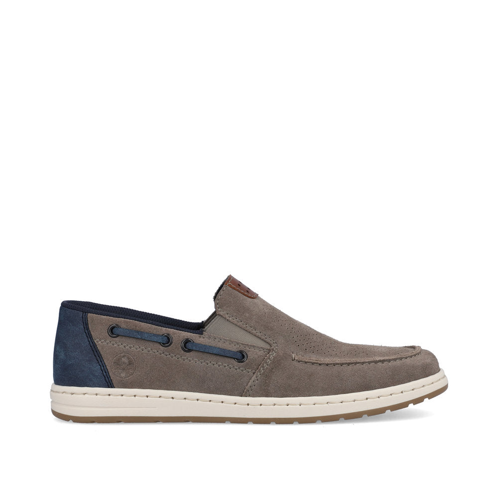 Rieker men's Suede Slip On Deck Style Shoe