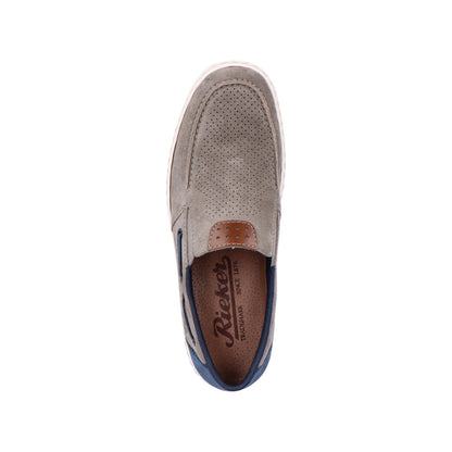 Rieker men's Suede Slip On Deck Style Shoe