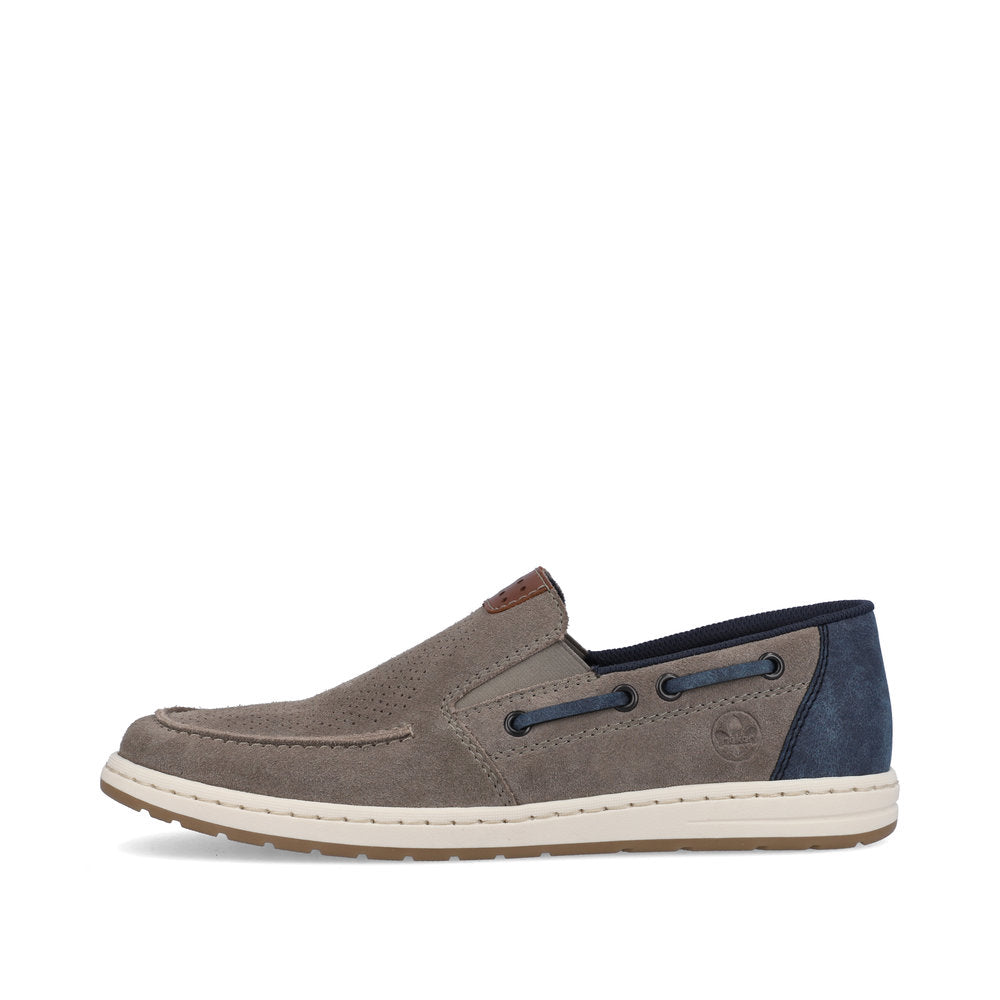 Rieker men's Suede Slip On Deck Style Shoe