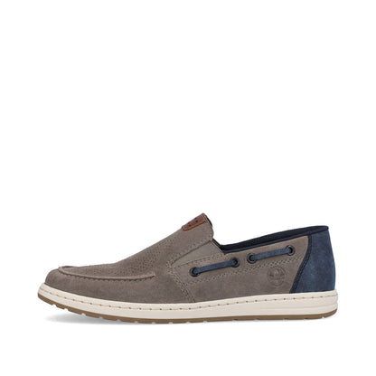Rieker men's Suede Slip On Deck Style Shoe