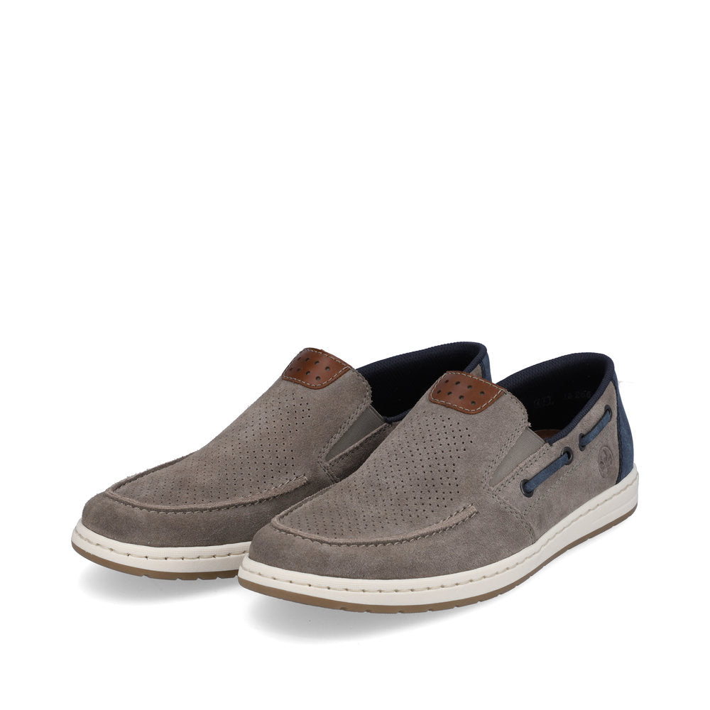 Rieker men's Suede Slip On Deck Style Shoe
