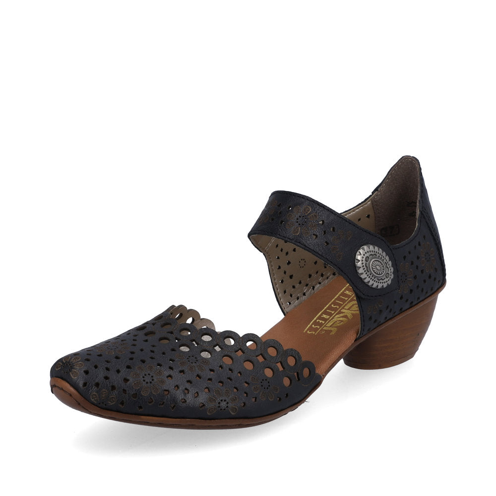 Rieker Ladies Mary Jane Shoe Lazer Cut Detail