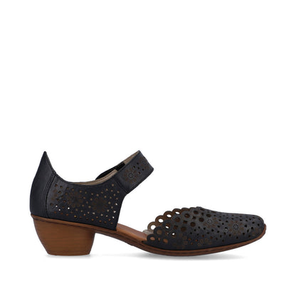 Rieker Ladies Mary Jane Shoe Lazer Cut Detail
