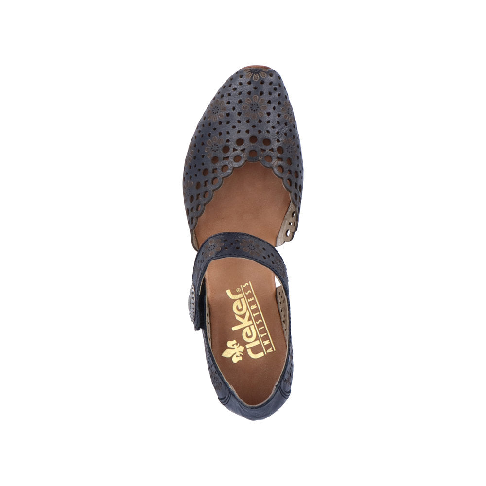 Rieker Ladies Mary Jane Shoe Lazer Cut Detail