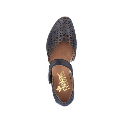 Rieker Ladies Mary Jane Shoe Lazer Cut Detail