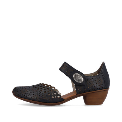 Rieker Ladies Mary Jane Shoe Lazer Cut Detail