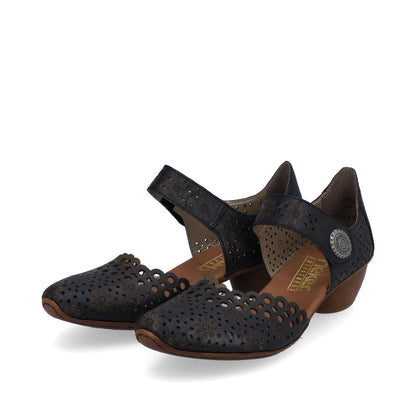 Rieker Ladies Mary Jane Shoe Lazer Cut Detail