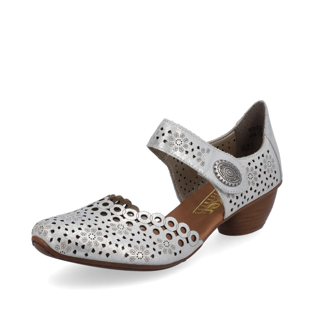 Rieker Ladies Mary Jane Shoe Lazer Cut Detail