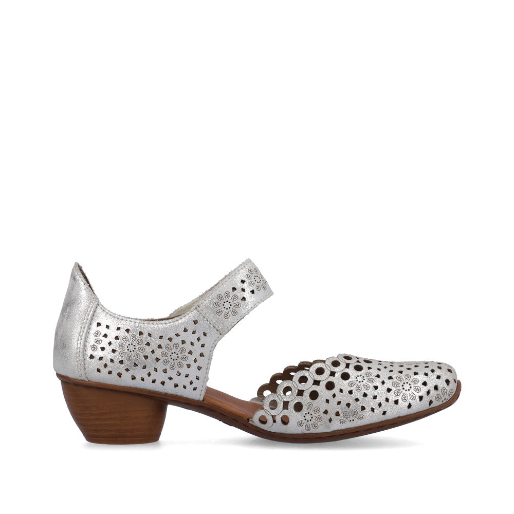 Rieker Ladies Mary Jane Shoe Lazer Cut Detail