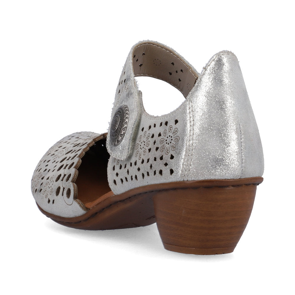 Rieker Ladies Mary Jane Shoe Lazer Cut Detail