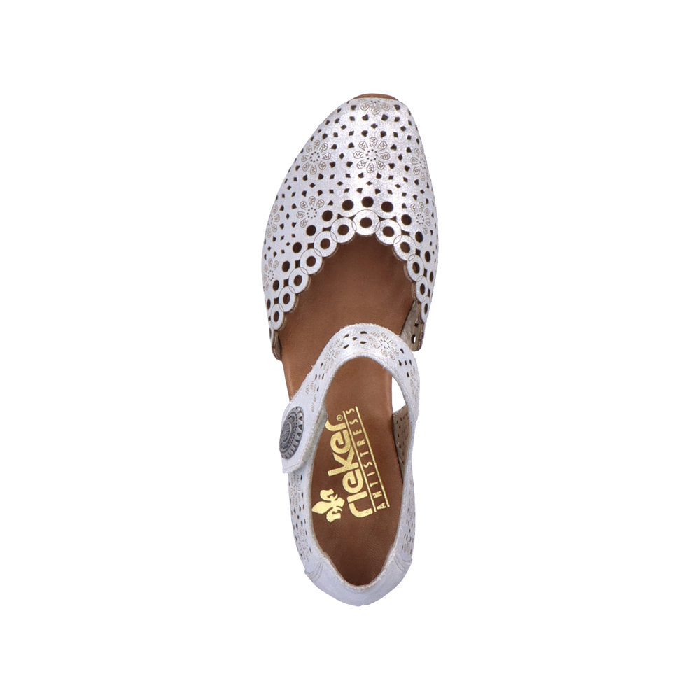 Rieker Ladies Mary Jane Shoe Lazer Cut Detail