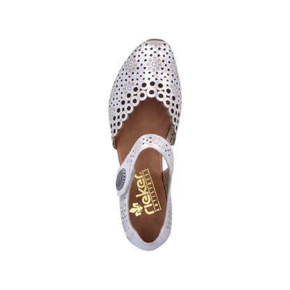 Rieker Ladies Mary Jane Shoe Lazer Cut Detail
