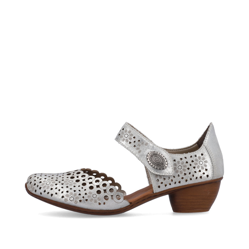 Rieker Ladies Mary Jane Shoe Lazer Cut Detail
