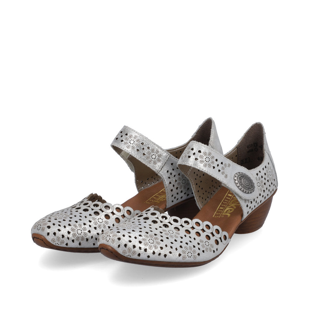 Rieker Ladies Mary Jane Shoe Lazer Cut Detail