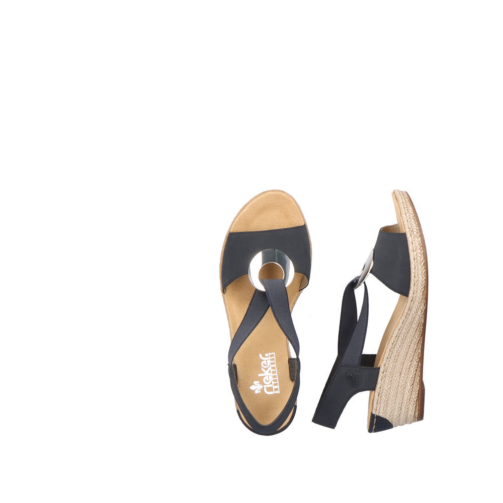 Rieker Ladies Elastic Straps Wedge Heel Sandal