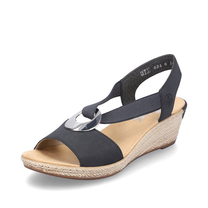 Rieker Ladies Elastic Straps Wedge Heel Sandal
