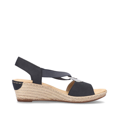 Rieker Ladies Elastic Straps Wedge Heel Sandal