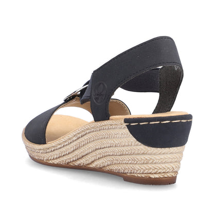 Rieker Ladies Elastic Straps Wedge Heel Sandal