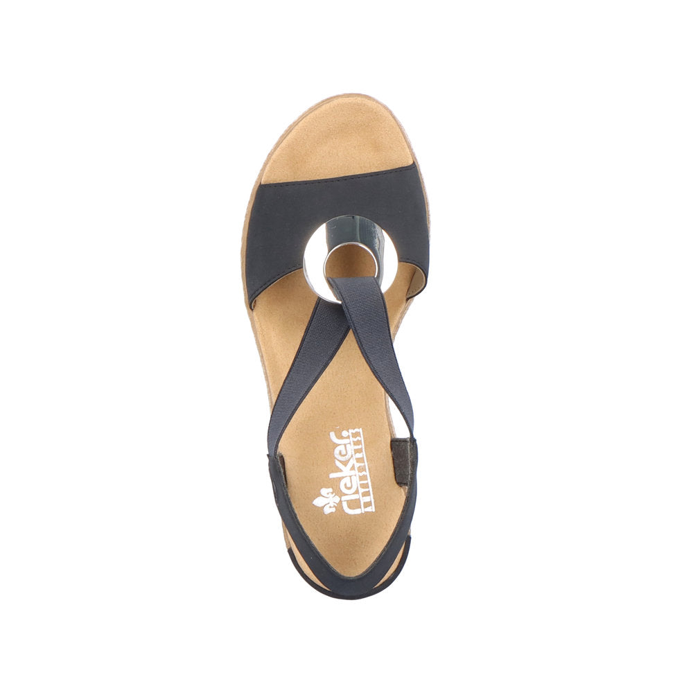 Rieker Ladies Elastic Straps Wedge Heel Sandal