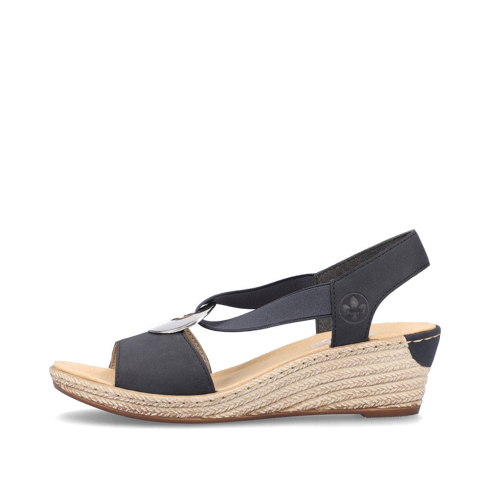 Rieker Ladies Elastic Straps Wedge Heel Sandal