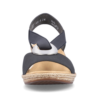 Rieker Ladies Elastic Straps Wedge Heel Sandal