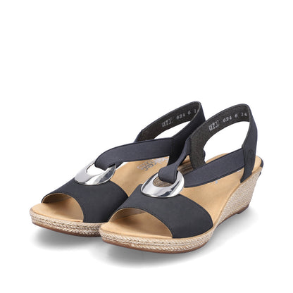 Rieker Ladies Elastic Straps Wedge Heel Sandal