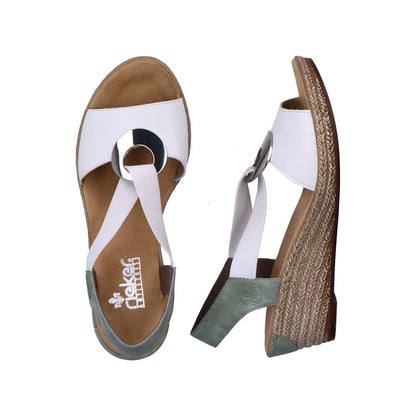 Rieker Ladies Elastic Straps Wedge Heel Sandal