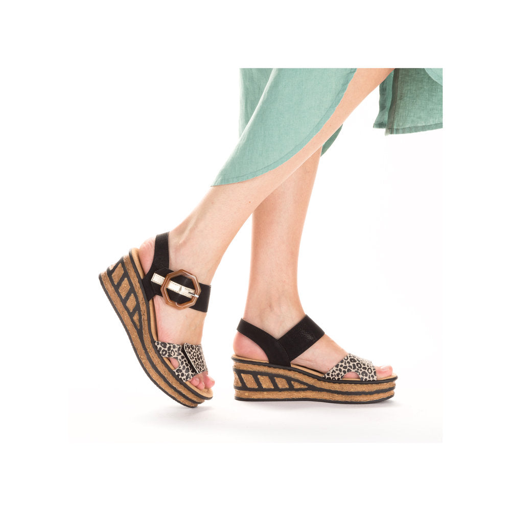 Rieker Ladies Flatform Adjustable Sandal