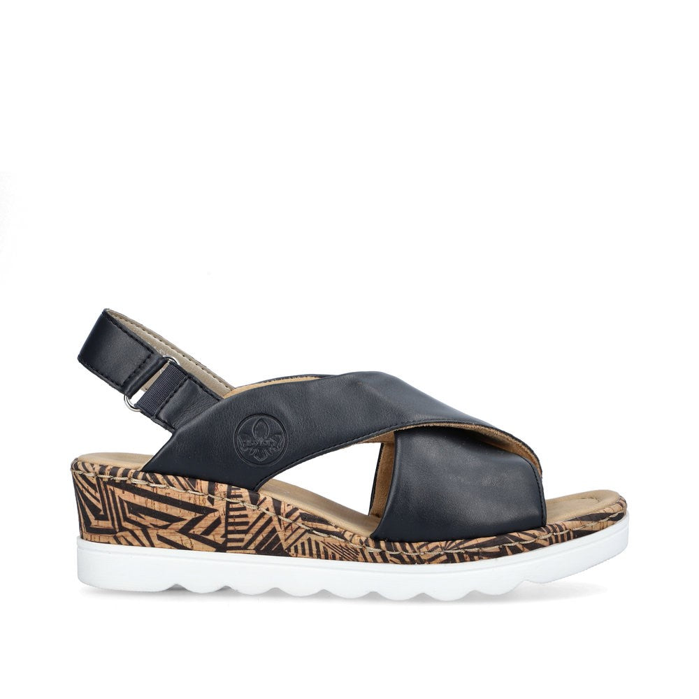 Rieker Ladies Cross Strap Wedge Sandal