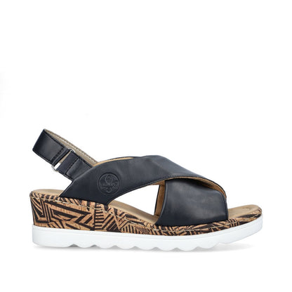 Rieker Ladies Cross Strap Wedge Sandal